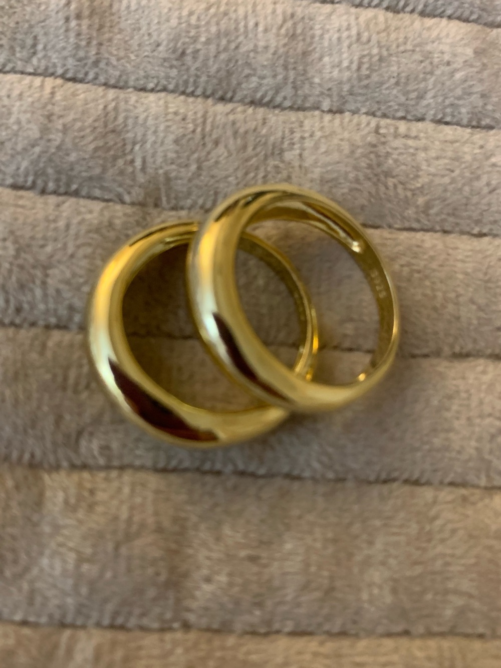 Two 925 18K gold plated Dome Rings - size 6.5